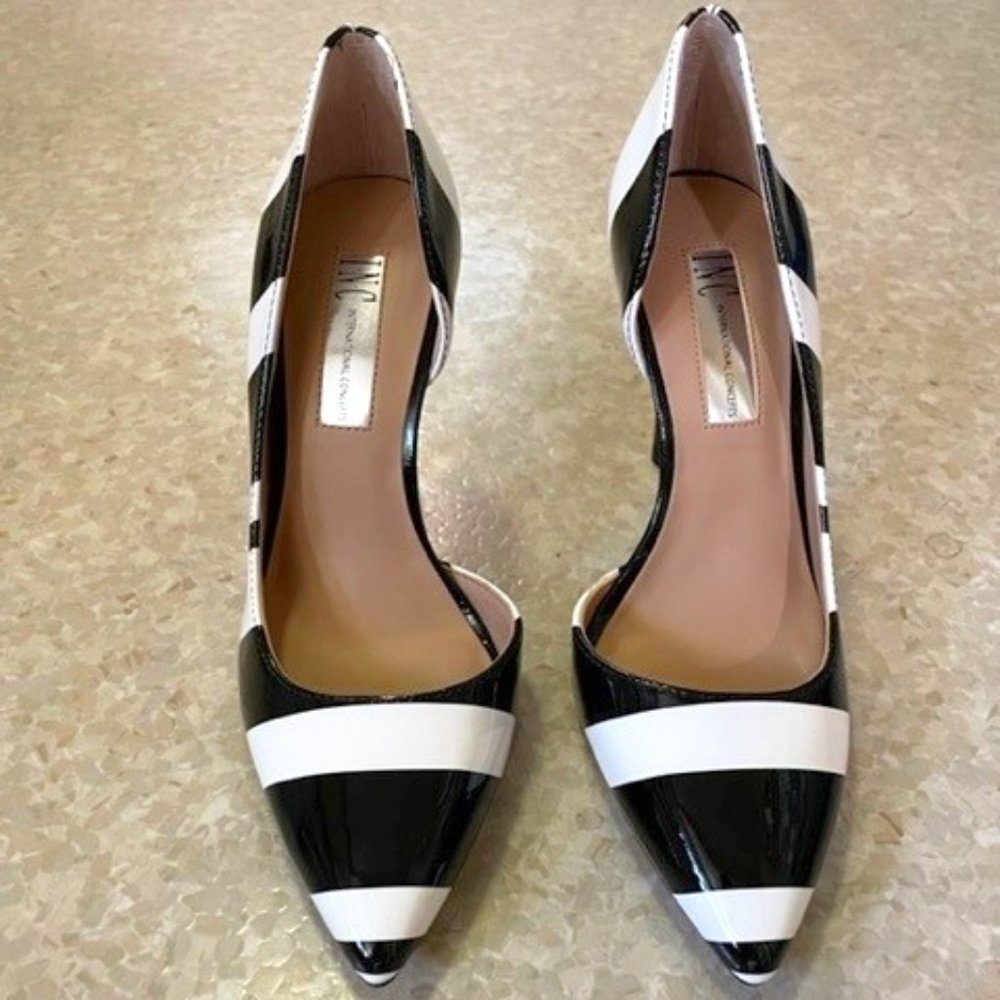 INC 'Kenjay' Womens Pumps - Stiletto Heel - Black White - Size 5
